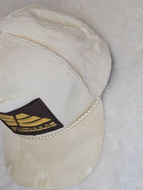 Vintage Fiat-Allis Corduroy Rope Snapback Hat Cap OTTO Heavy Equipment Cream